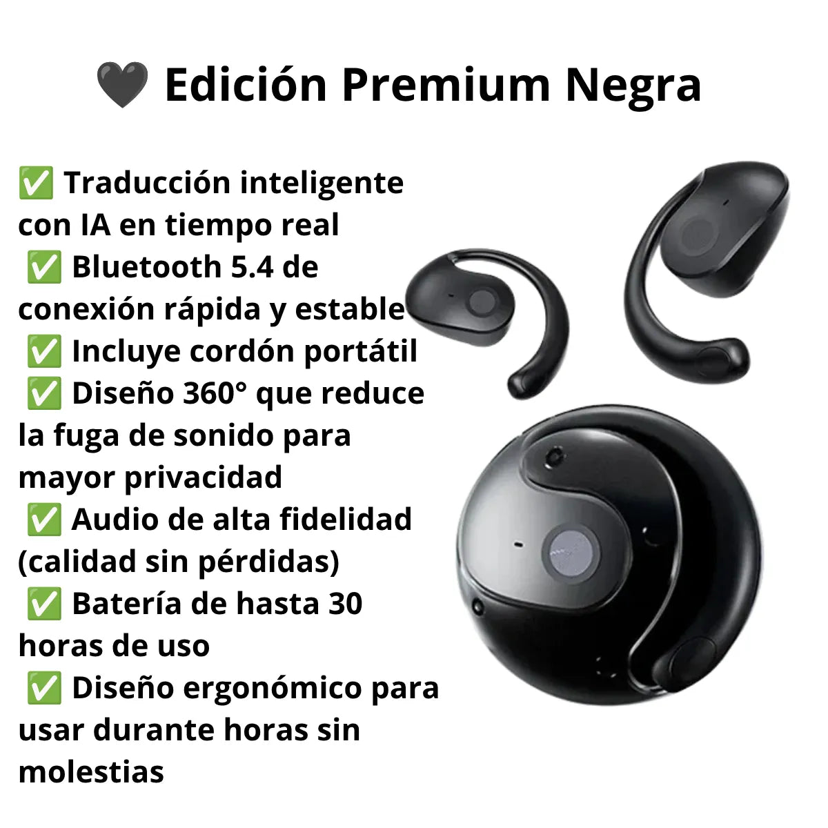 Auriculares Inteligentes AI OWS T2 con Traductor en Tiempo Real | Hasta 144 Idiomas